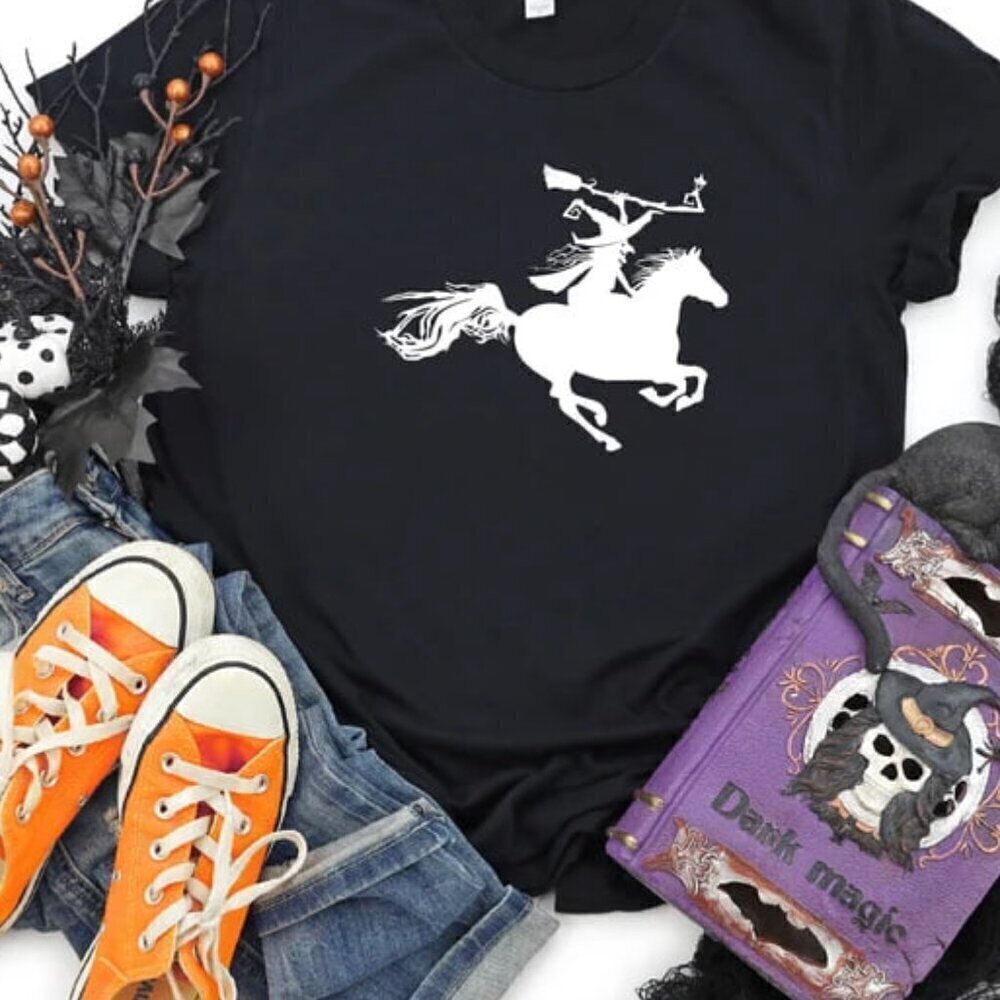 Cowgirl Witch Spooky Season Western Halloween Graphic T-Shirt